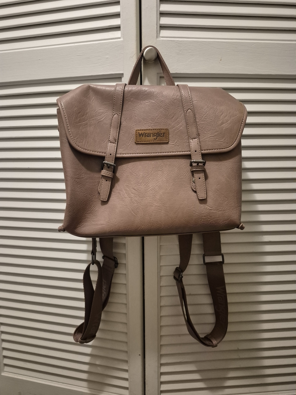 Wrangler Taupe Leather-Style Backpack
